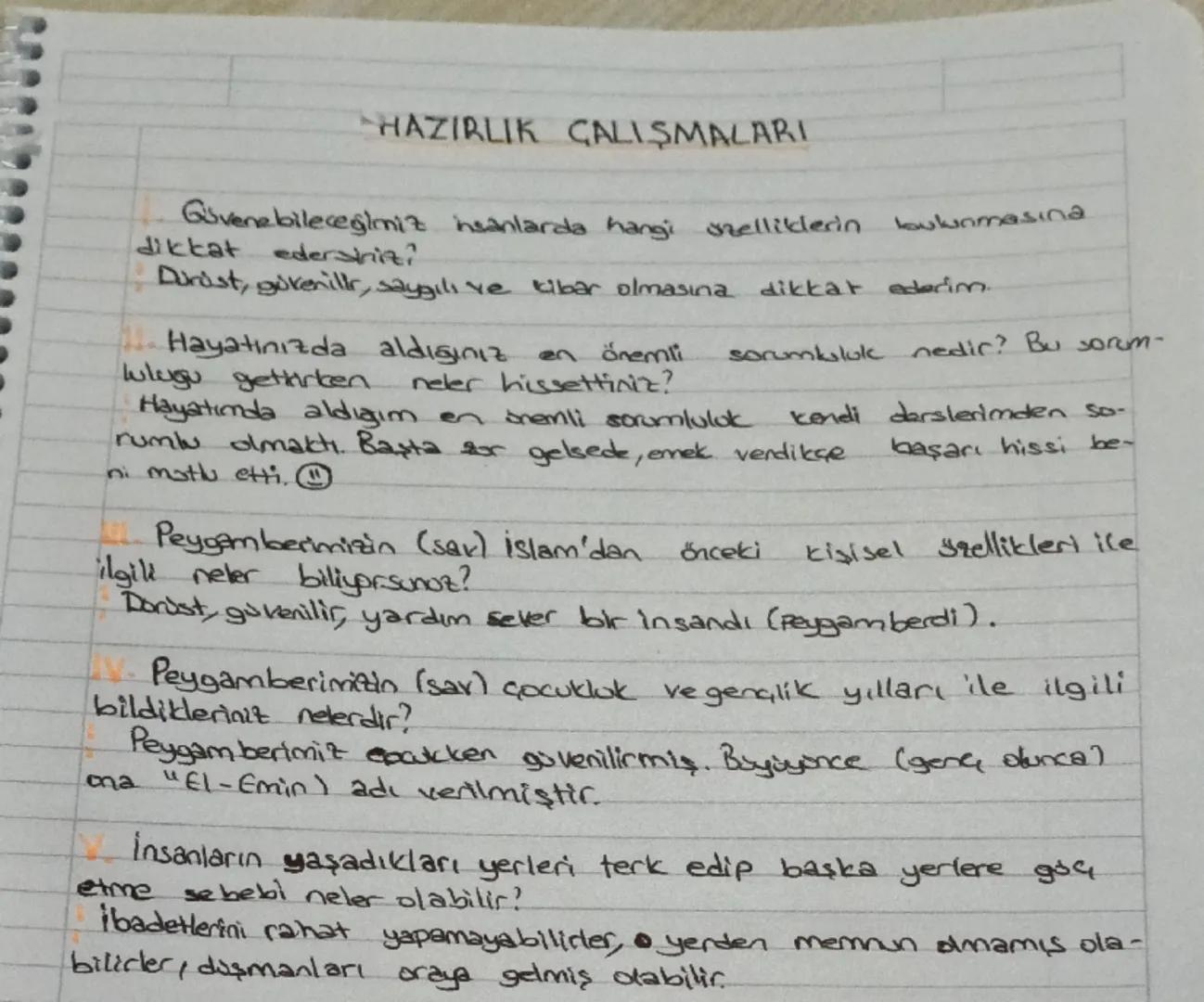 HAZIRLIK ÇALIŞMALARI
Güvenebileceğimiz insanlarda hangi özelliklerin bulunmasına
dikkat edersiniz?
Dürüst, güvenilir, saygılı ve kibar olmas