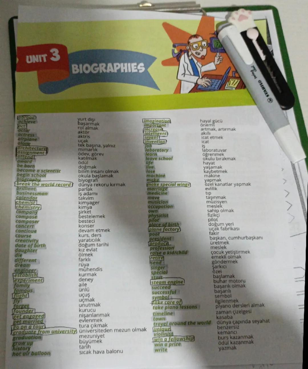 UNIT 3
BIOGRAPHIES
@broad
achieve
oct
actor
yurt dışı
başarmak
rol almak
aktör
actress
airplane
alone
orchitecture
Ottend
award
assignment
b