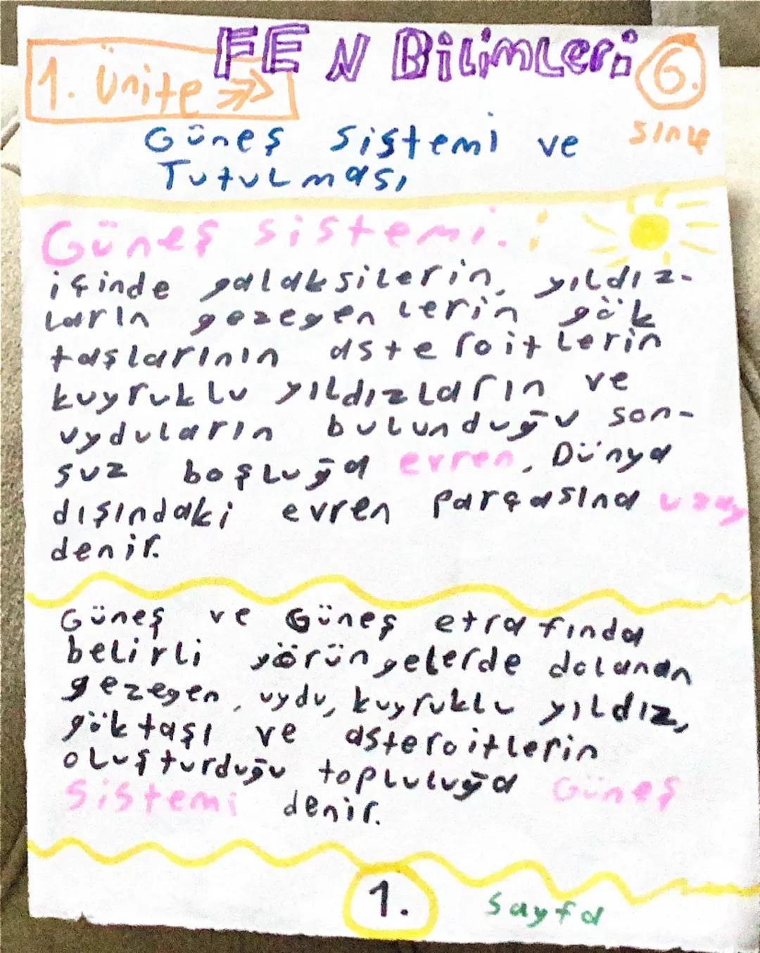 1. Unite
FEN Bilimleri⑥
Güneş sistemi ve
Tutulması
Güneş sistemi.
içinde galaksilerin, yıldız-
Larin gezegen verin gà
k
taşlarının astero