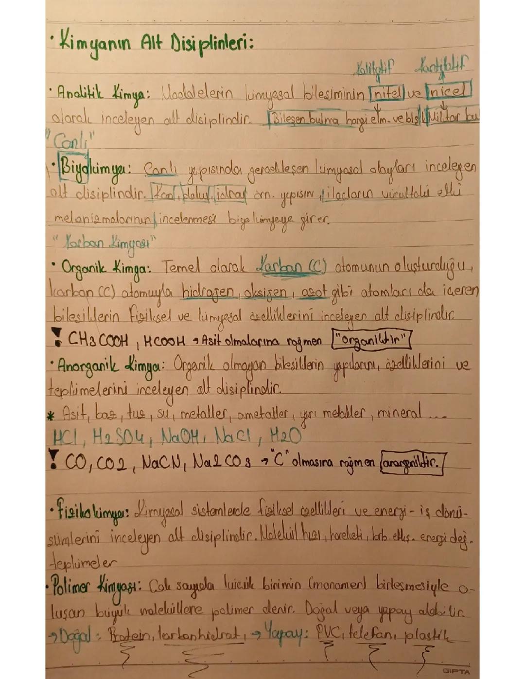 Kimya Notu