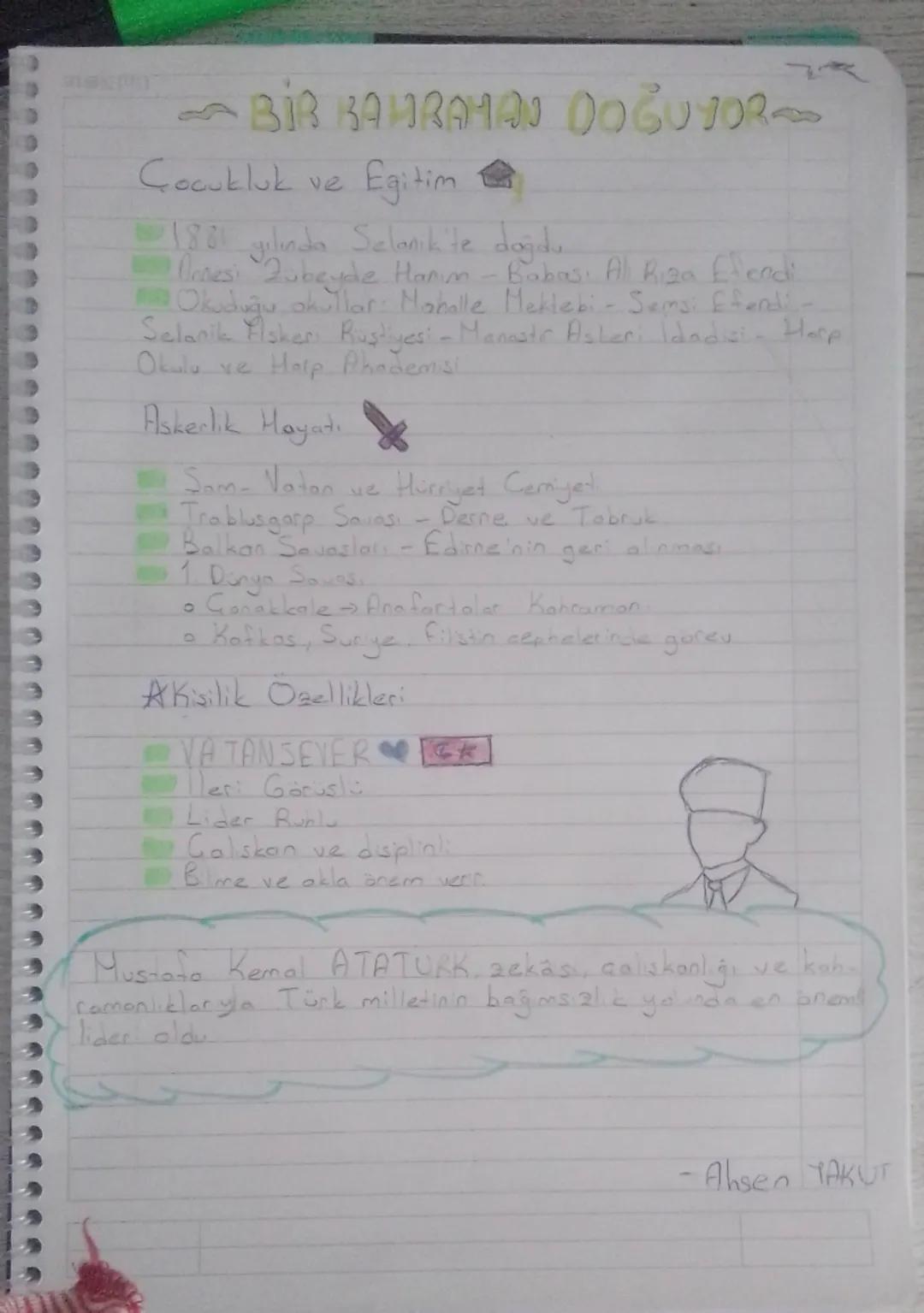 8. Sınıf İnkılap Bir Kahraman Doğuyor Ders Özeti