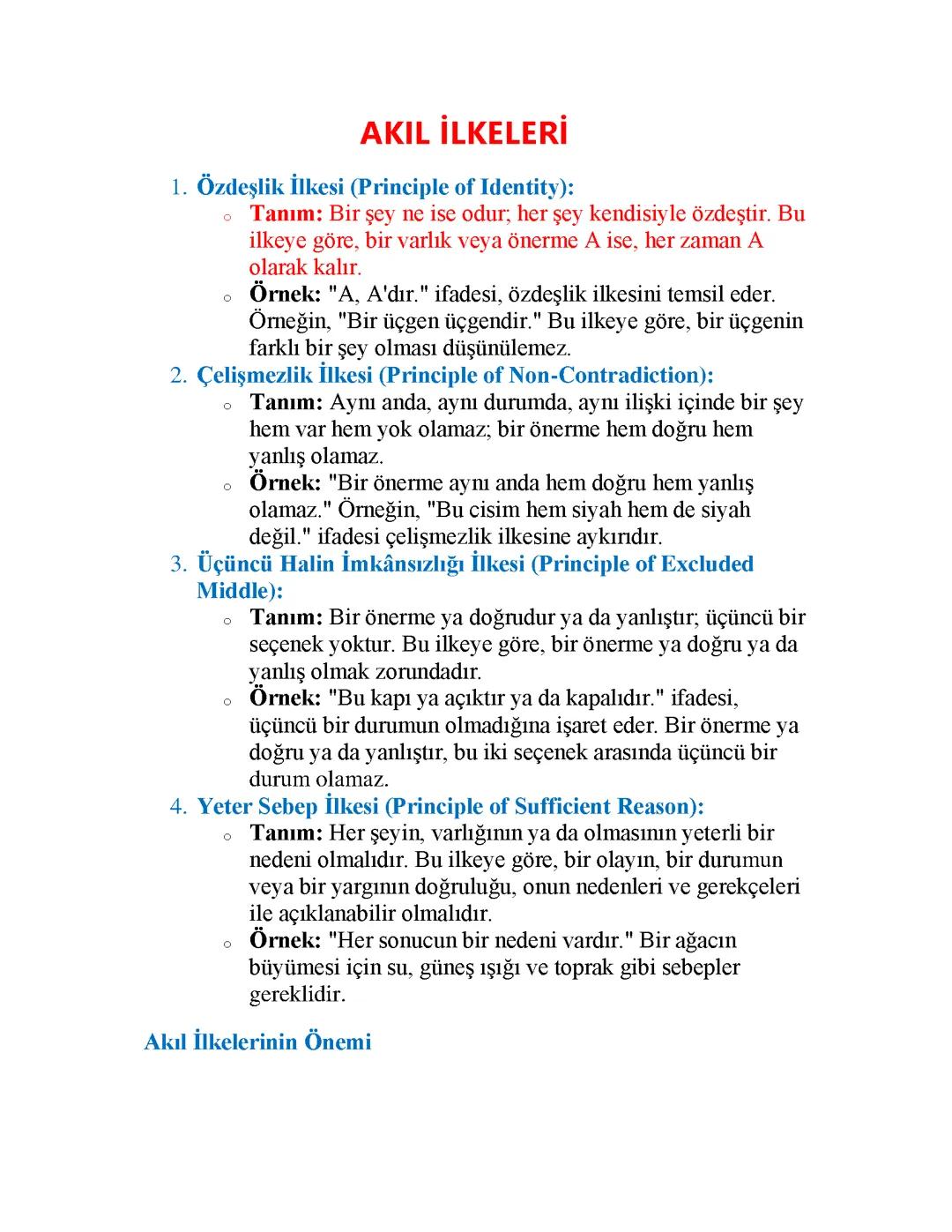 Akıl İlkeleri Hakkında Kapsamlı Bilgi