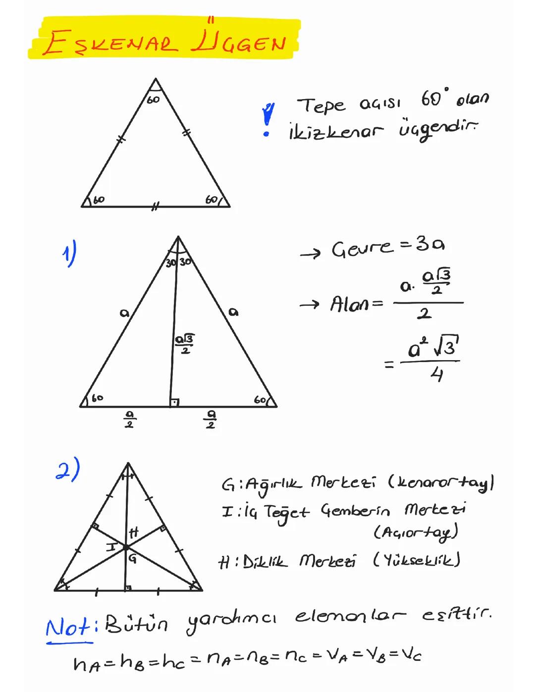 Geometri: Eşkenar Üçgenin Özellikleri ve Formüller