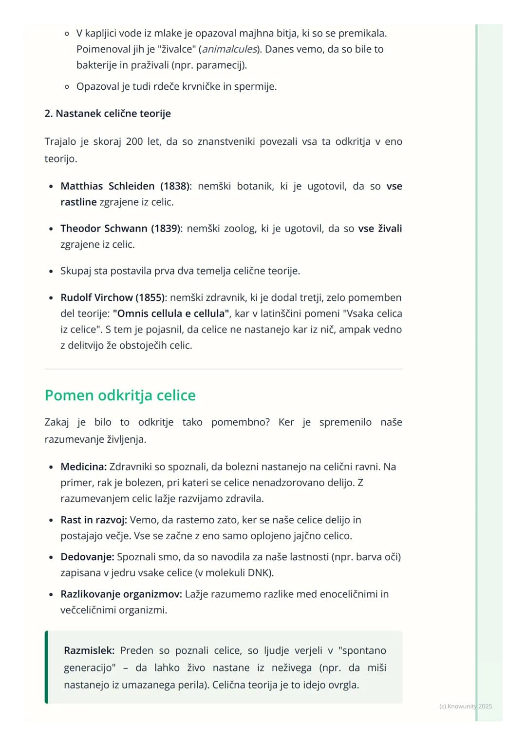 # Odkritje in pomen celice
Uvod v celico
Vsa živa bitja, od najmanjše bakterije do največjega kita, so zgrajena iz celic.
Celice so kot ma