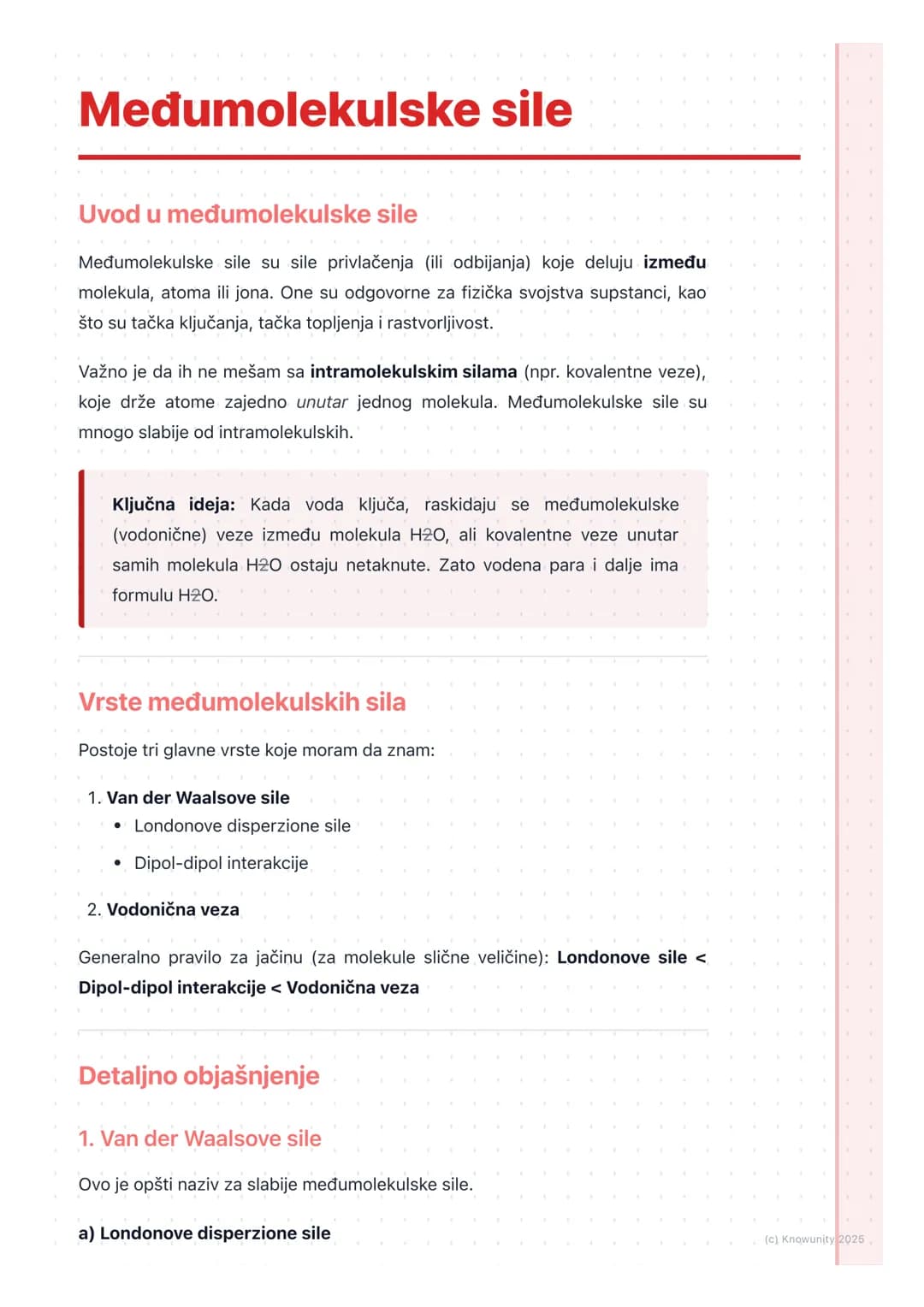 # Međumolekulske sile
Uvod u međumolekulske sile
Međumolekulske sile su sile privlačenja (ili odbijanja) koje deluju između
molekula, atom