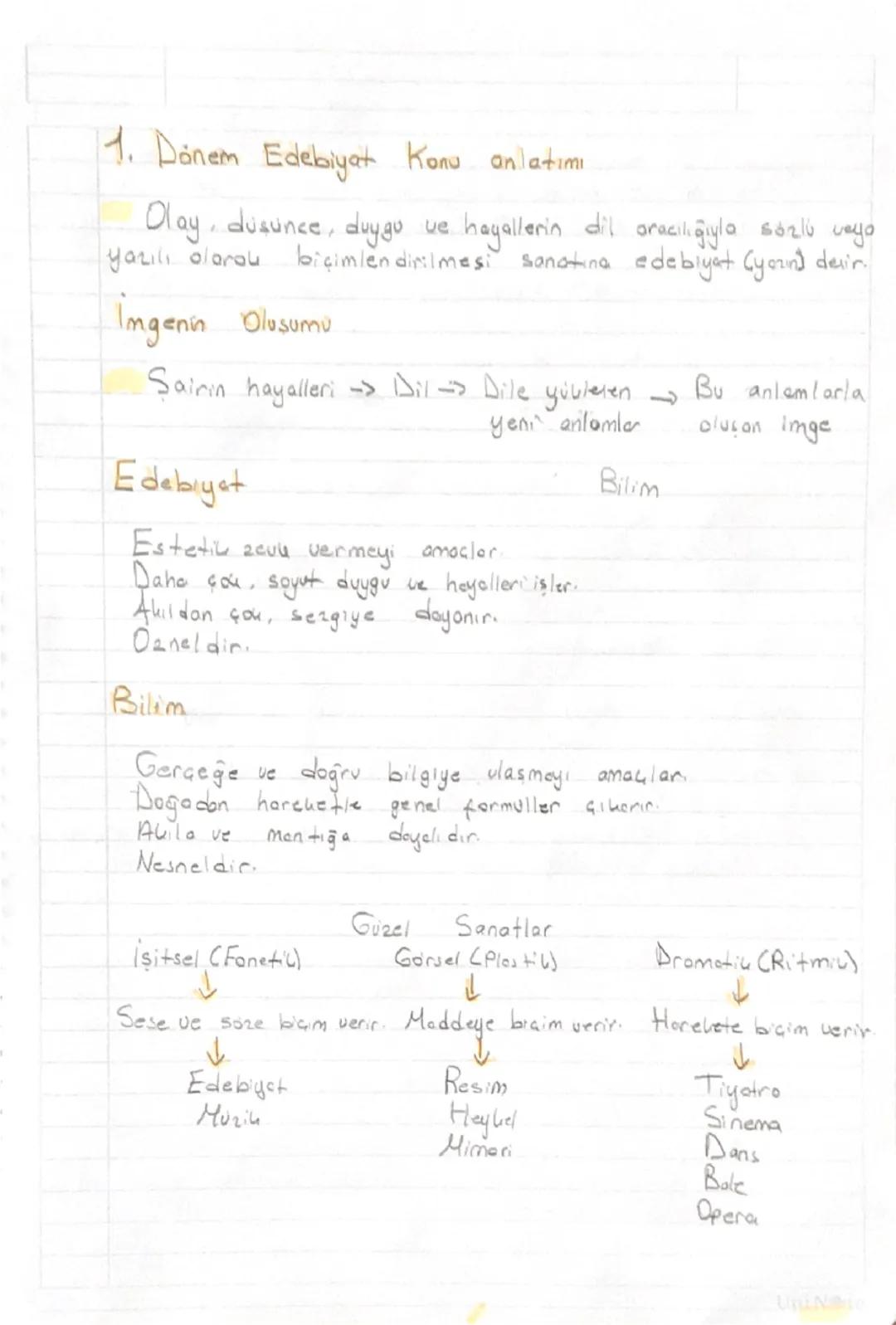 # 1. Dönem Edebiyat Konu anlatımı
Olay, düşünce, duygu ve hayallerin dil aracılığıyla sözlü veyo
yazılı olarak biçimlendirilmesi sanatına e