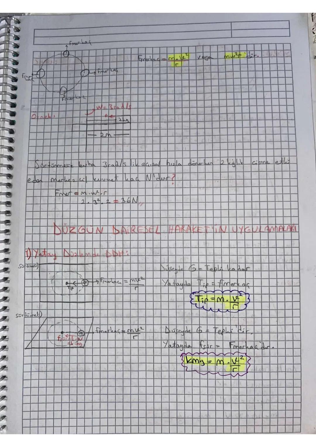 # NÜZGÜN GEMBERSEL, HORAKET
Z
it
Cisme etki eden kuvvet vektörü, cismin hiz vektörne
diese cisim dairesel horaket yapar.
ACH'de hızın büyü