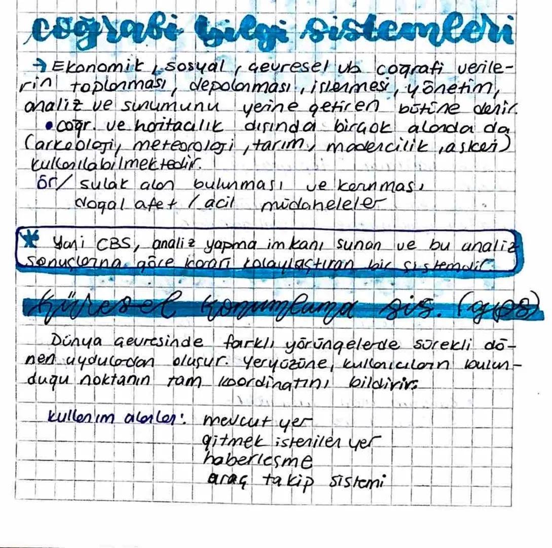 cograbi bilgi sistemleri
Ekonomik Sosyal, Gevresel ub cografi verile-
rin toplanması, depolanması, islenmesi, yönetim,
analiz ve sunumunu ye