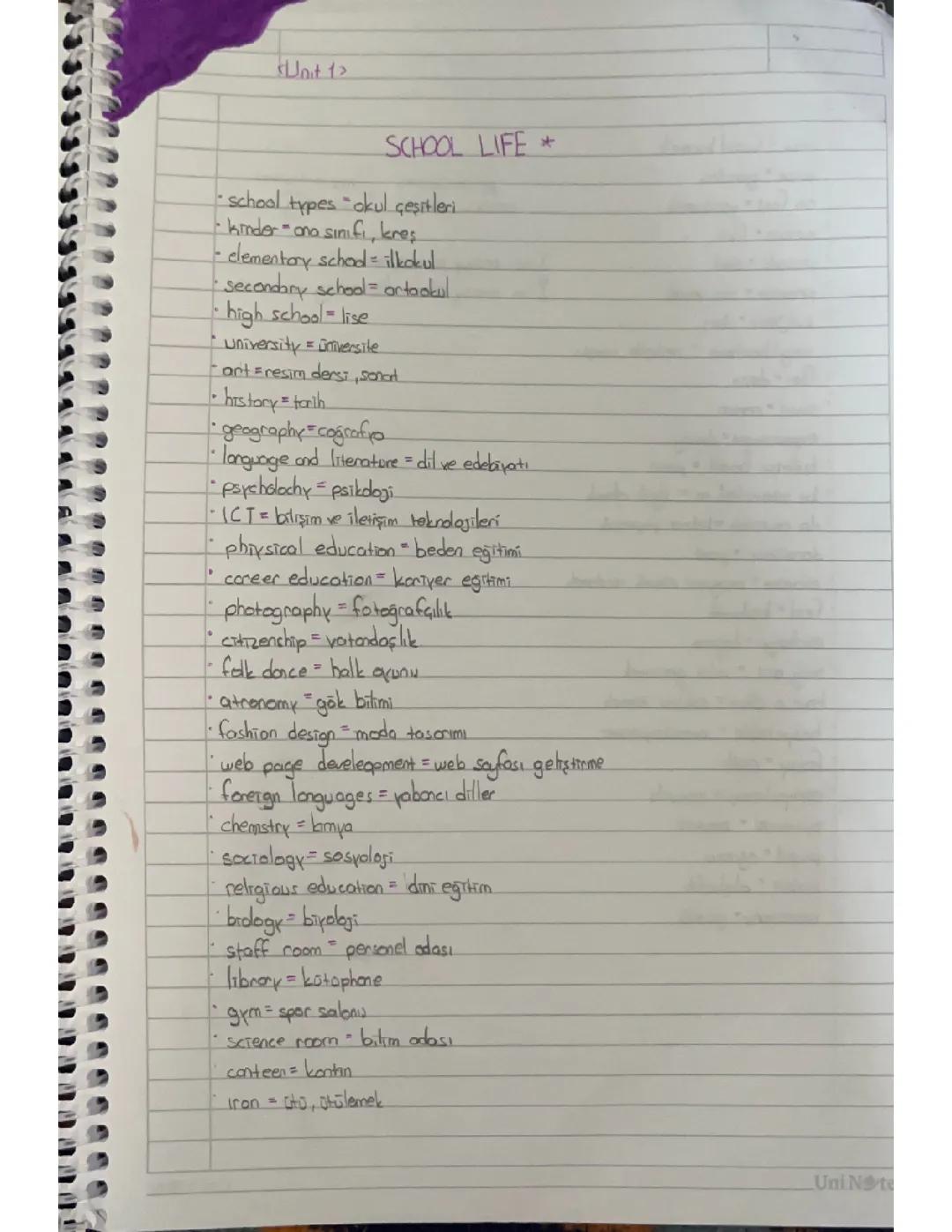 10. sınıf ingilizce 1. ünite school life