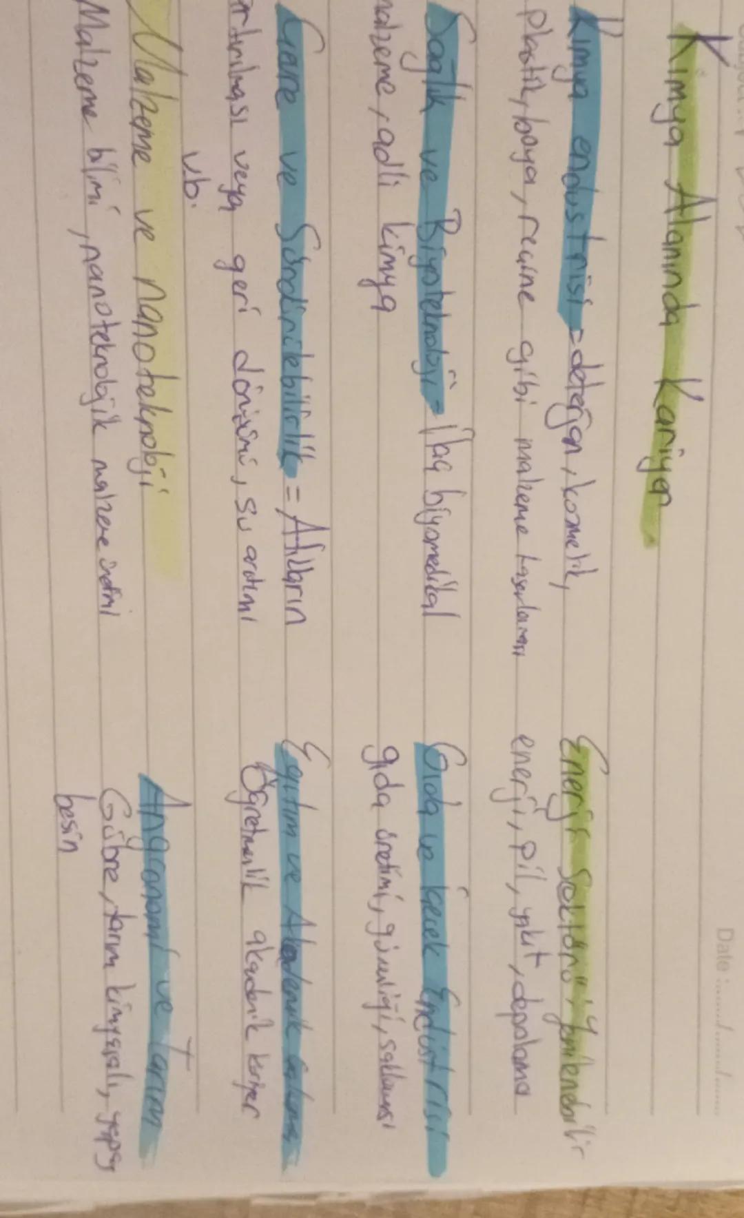 Subject:
Kimya I. DONEM I. YAZILI
Gunluk hayatta kimya.
Kimyanın alt disiplinleri
Kimya alanında kariyer Obrakhay
Mimyasal madde kullanımı v