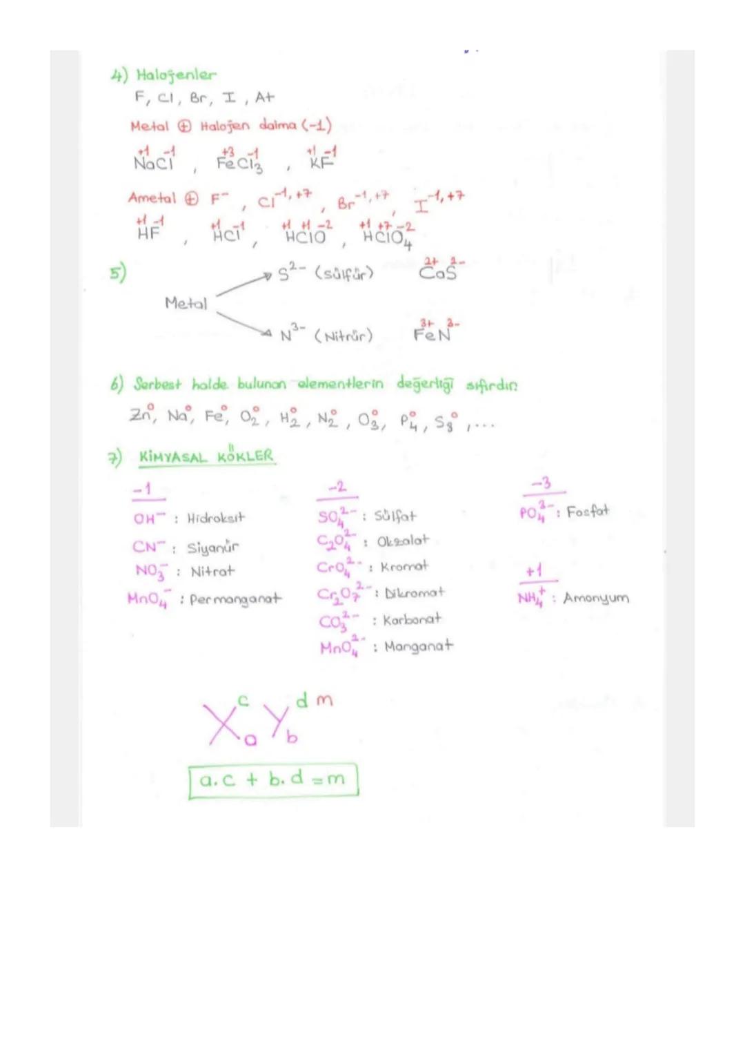 ELEKTROKIMYA
a) REDOKS (INDIRGENME - YÜKSELTGENME)
b) AKTİFLİK
c) PILLER
d) ELEKTROLIZ
Değerlik Bulma Kuralları
1 +1
+2
Lit
Be2+
+3
No+
K+
A