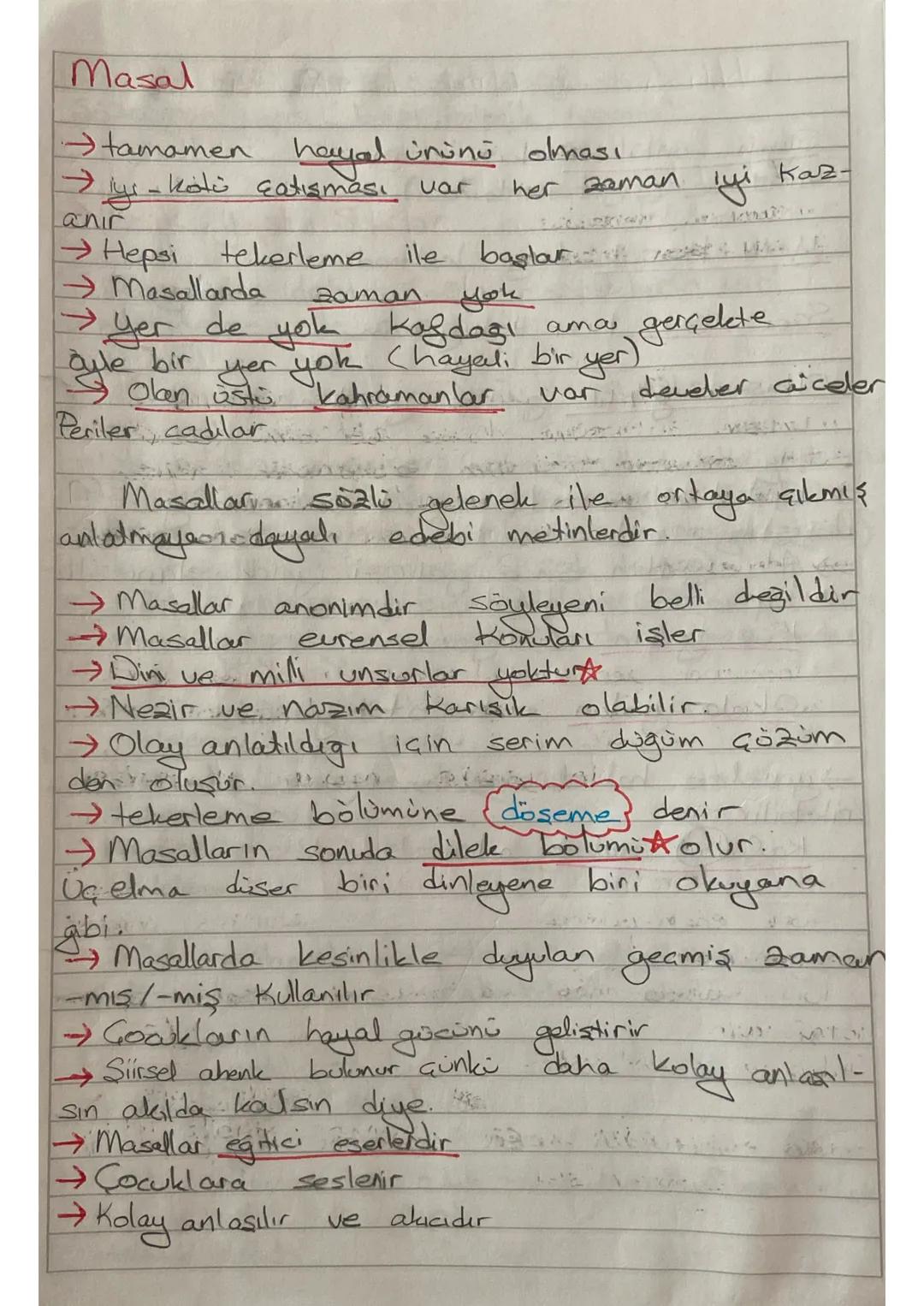 Masal
→ tamamen hayal uninu olması
→
anir
y
Koti catisması var
her zaman
iyi
lui Kaz-
tekerleme ile başlar
Hepsi
Masallarda
→yer de yok kafd