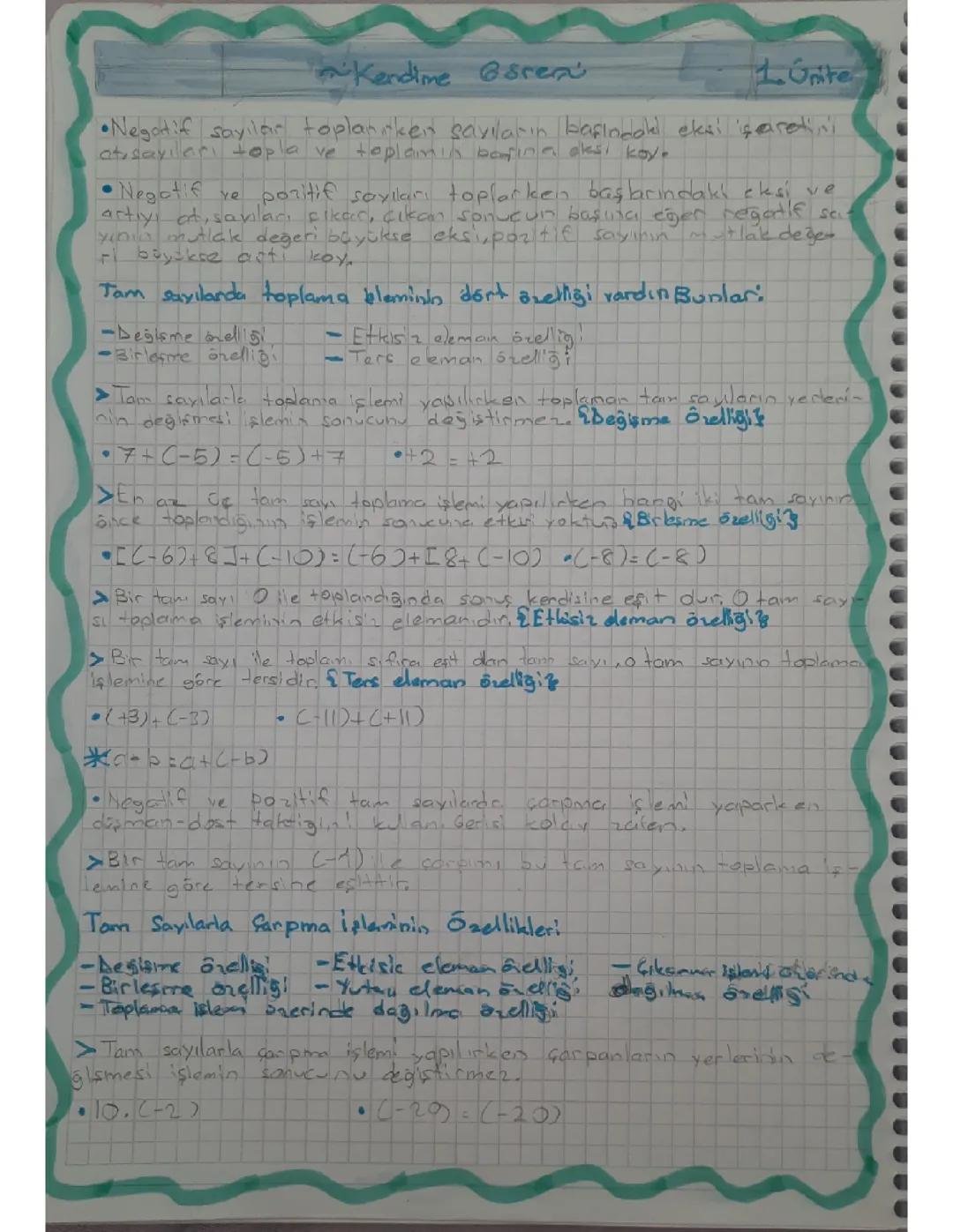 7. Sınıf Matematik: 1. Ünite Özeti ve Konu Anlatımı