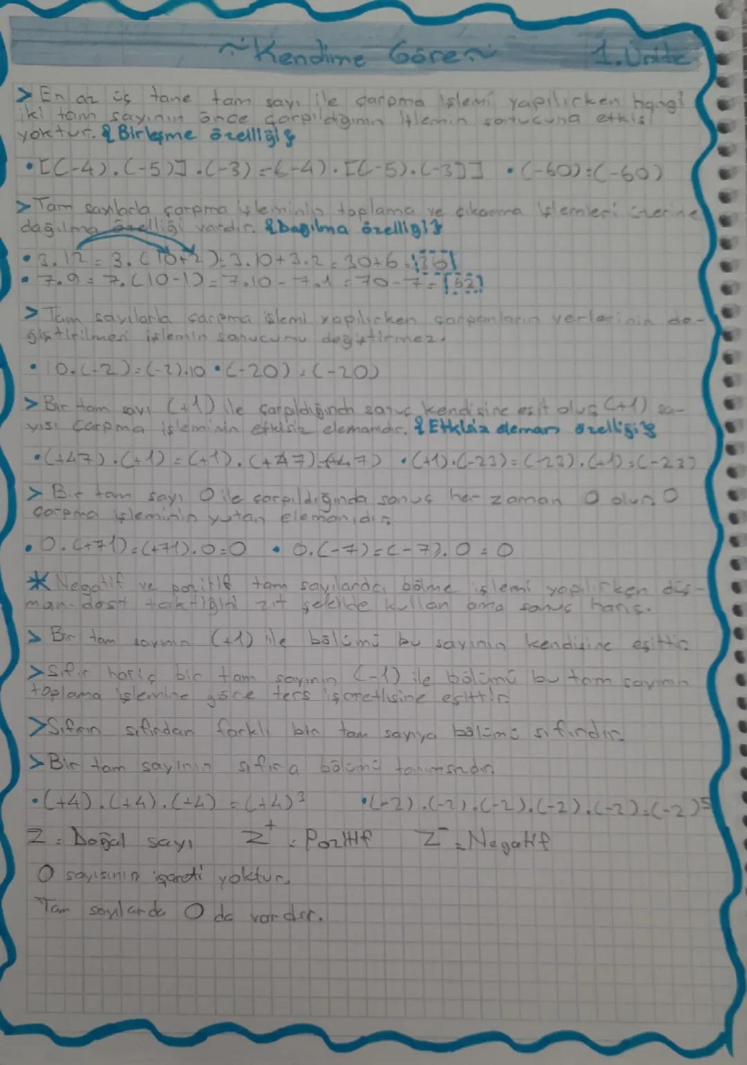 Kendine Borens
1. Unite
•Negatif sayılan toplanırken savıların başındaki ekri is a retin
ate sayıları topla ve toplamin bafina aksi koy.
•Ne