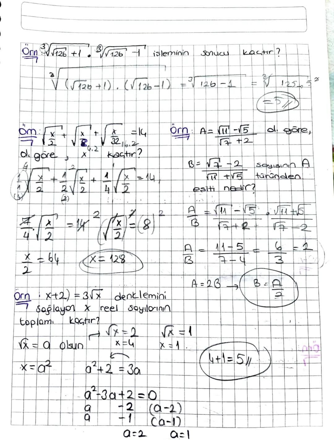 Köklü Sayılar
* √a cift 1se icerdeki ayo
seklinde,
2n-a
→ tek ise.
içerdeki GER
şeklinde,
t
Kok değeri Cift. Say!
al
seklinde,
Kök içi
Cift