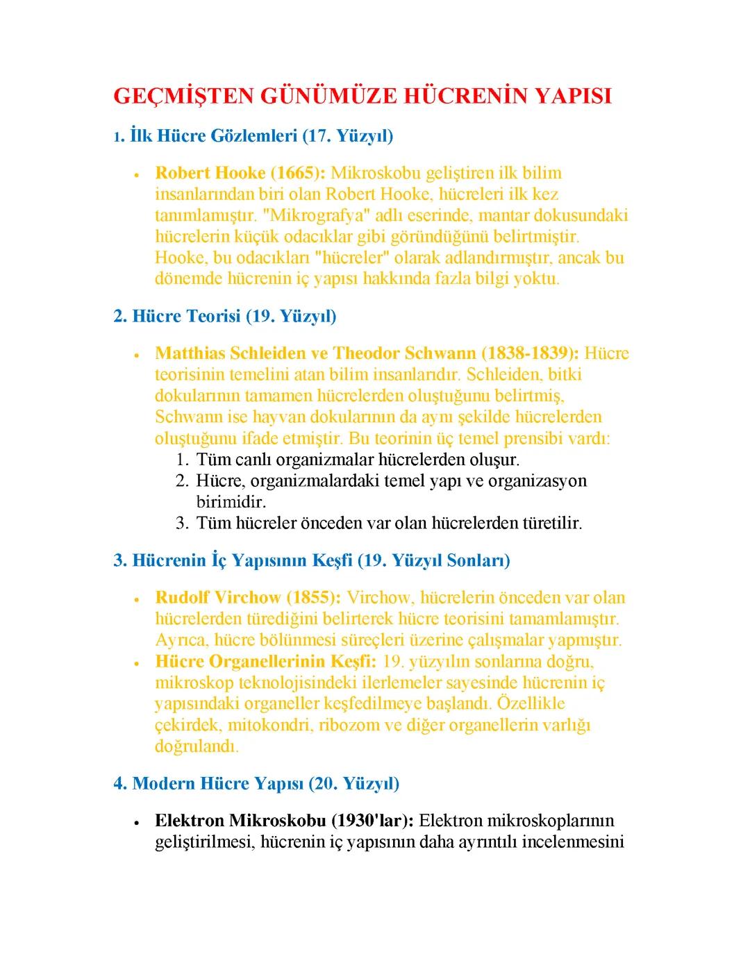 geçmişten günümüze hücrenin yapısı