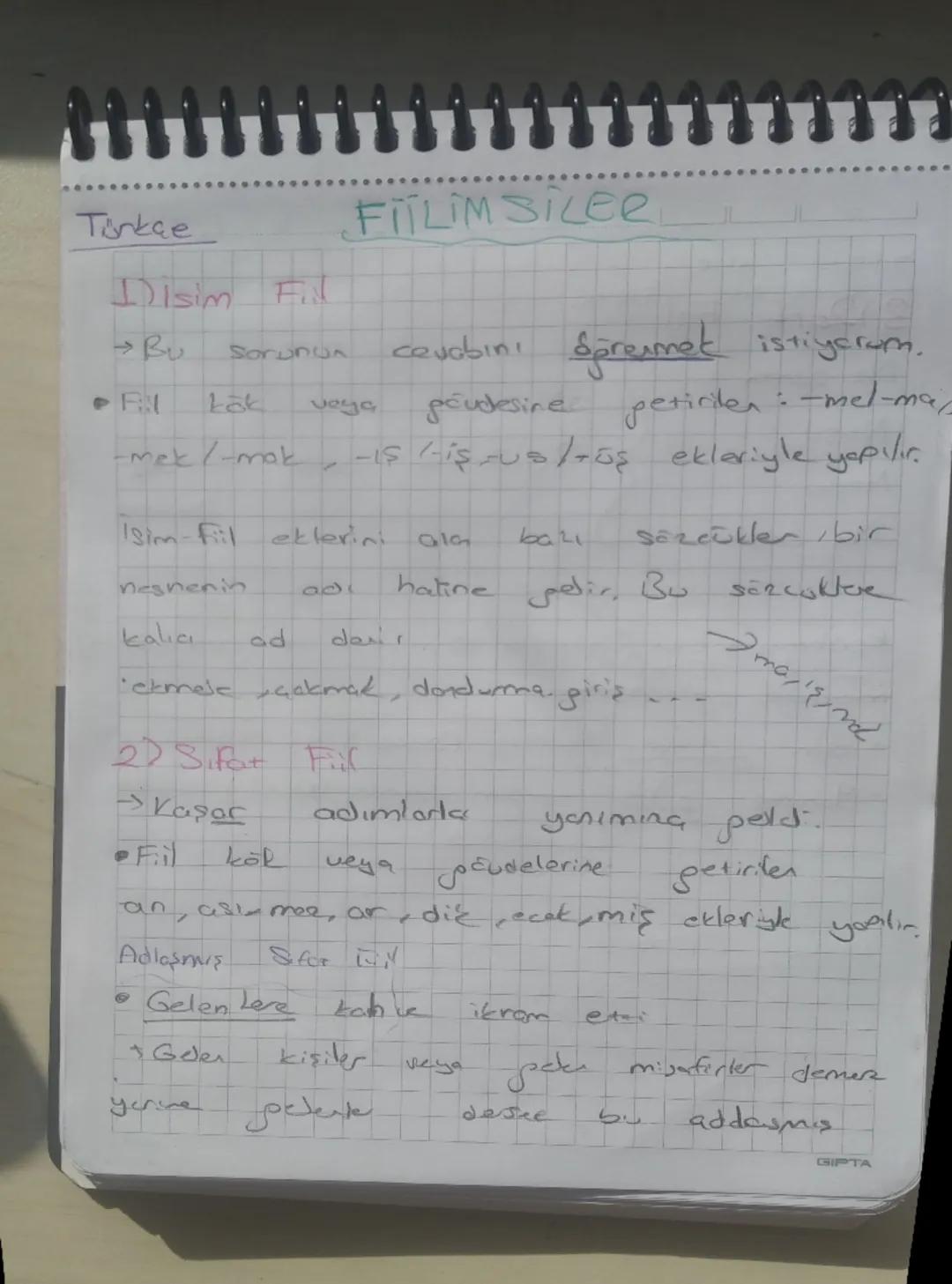 # Türkçe
# FİİL BİLEŞİKLERİ
## 1. İsim Fiil
→ Bu sorunun cevabını öğrenmek istiyorum.
• Fiil kök veya gövdesine getirilen -mek/-mak, -iş/-ı