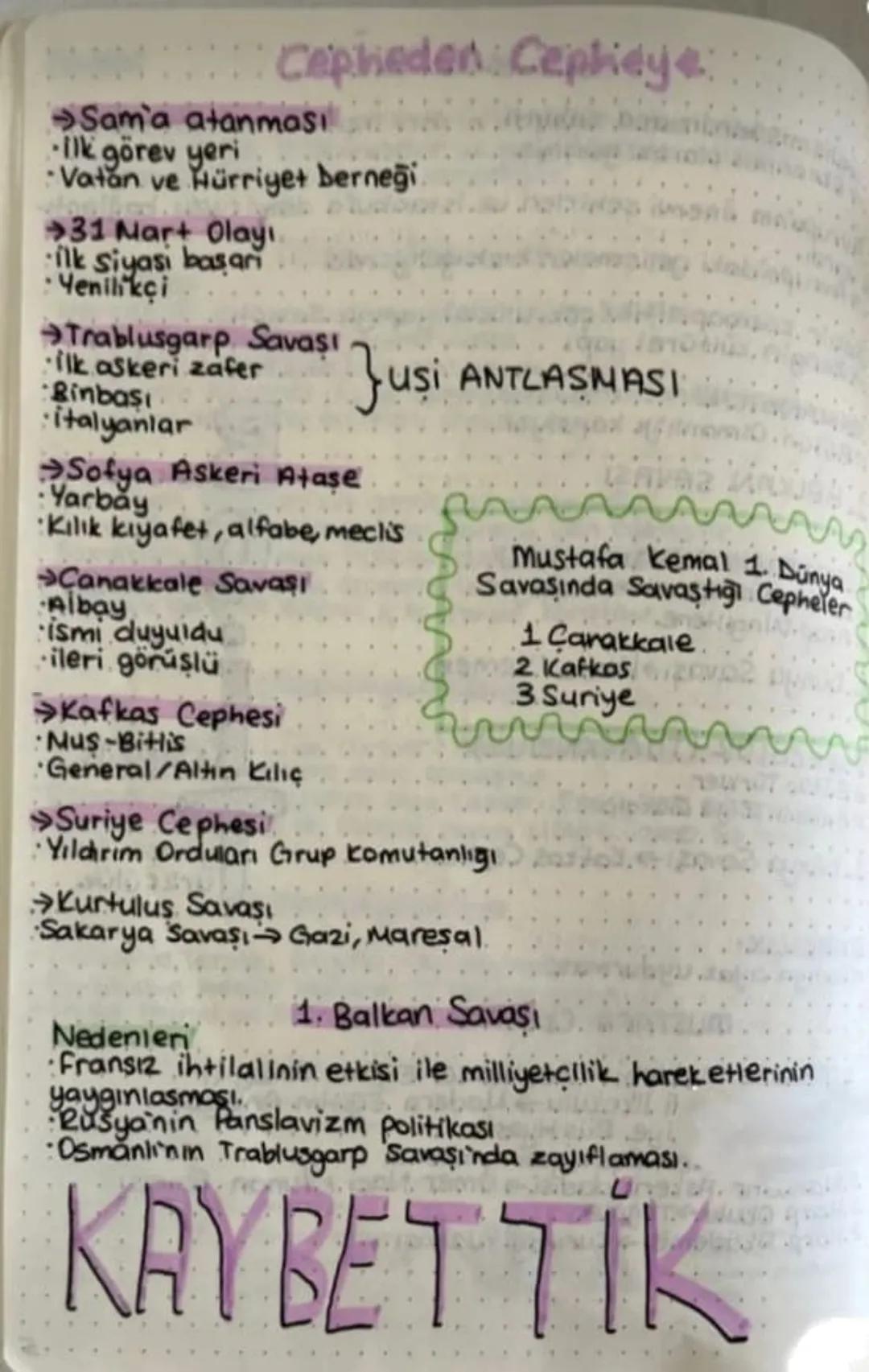 Cepheden Cepheye
→Sam'a atanması
ilk görev yeri
·Vatan ve Hürriyet Derneği.
31 Mart Olayı
ilk siyasi basan
Yenilikçi
Trablusgarp Savaşı
·ilk