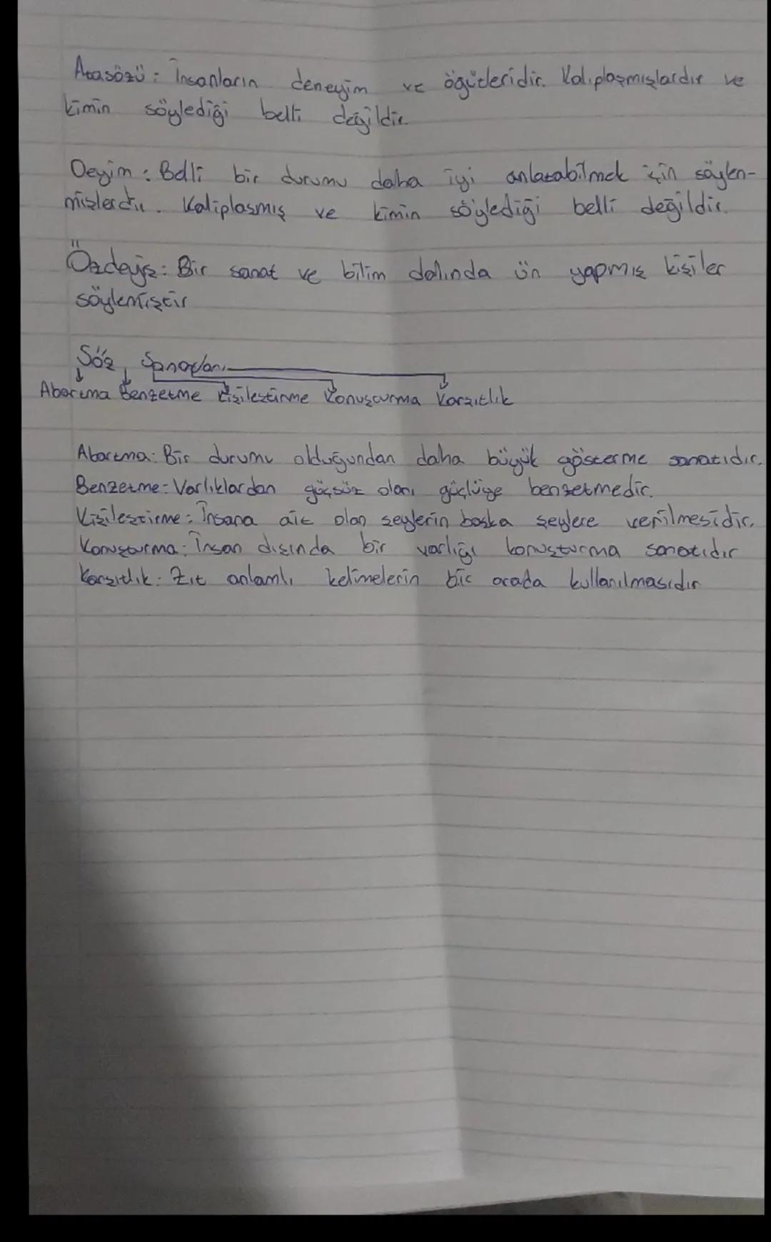 Arasözü: Insanların deneyim.
KC
öğütleridir. Kalıplaşmışlardır ve
kimin söylediği belli değildir.
Deyim: Belli bir durumu daha iyi anlatabil