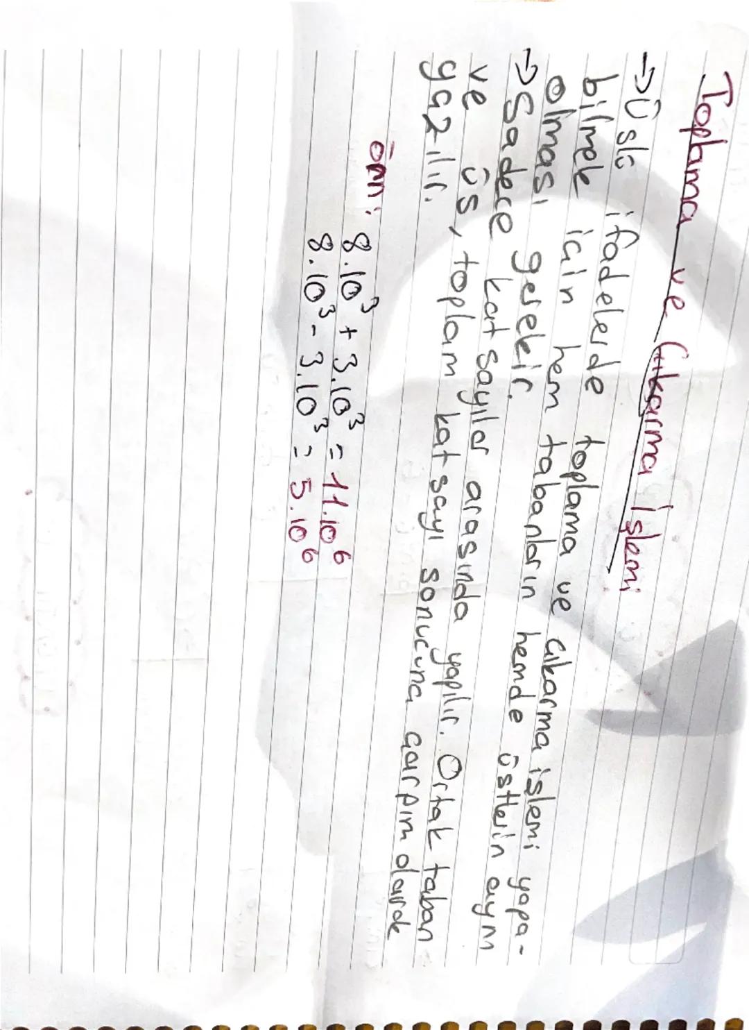 --- OCR Start ---
carpılır
3
ÜSLÜ İFADELER
2.45=20.229
23.26-29
b
Q- Taban
24- 2.2.2.2=2=16
→1'in tüm kuvvetleri 1'dir. Herhangi bir sayının