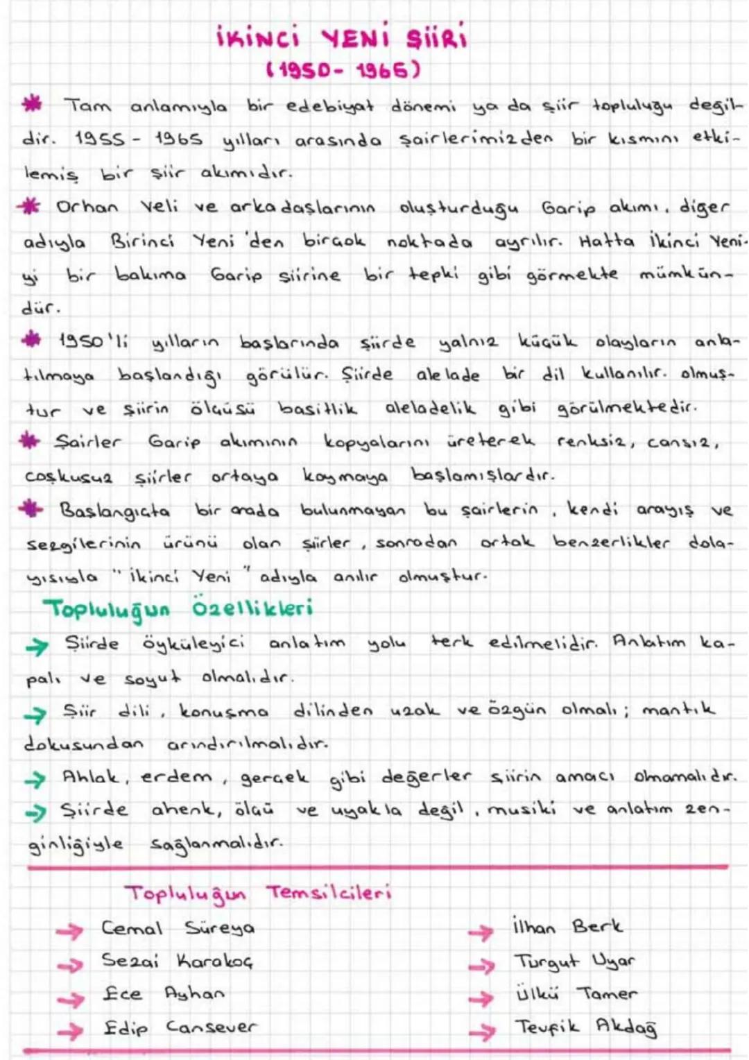 IKINCI YENI SIRI
(1950-1965)
Tam anlamıyla bir edebiyat dönemi ya da şiir topluluğu değil-
dir. 1955-1965 yılları arasında şairlerimizden bi