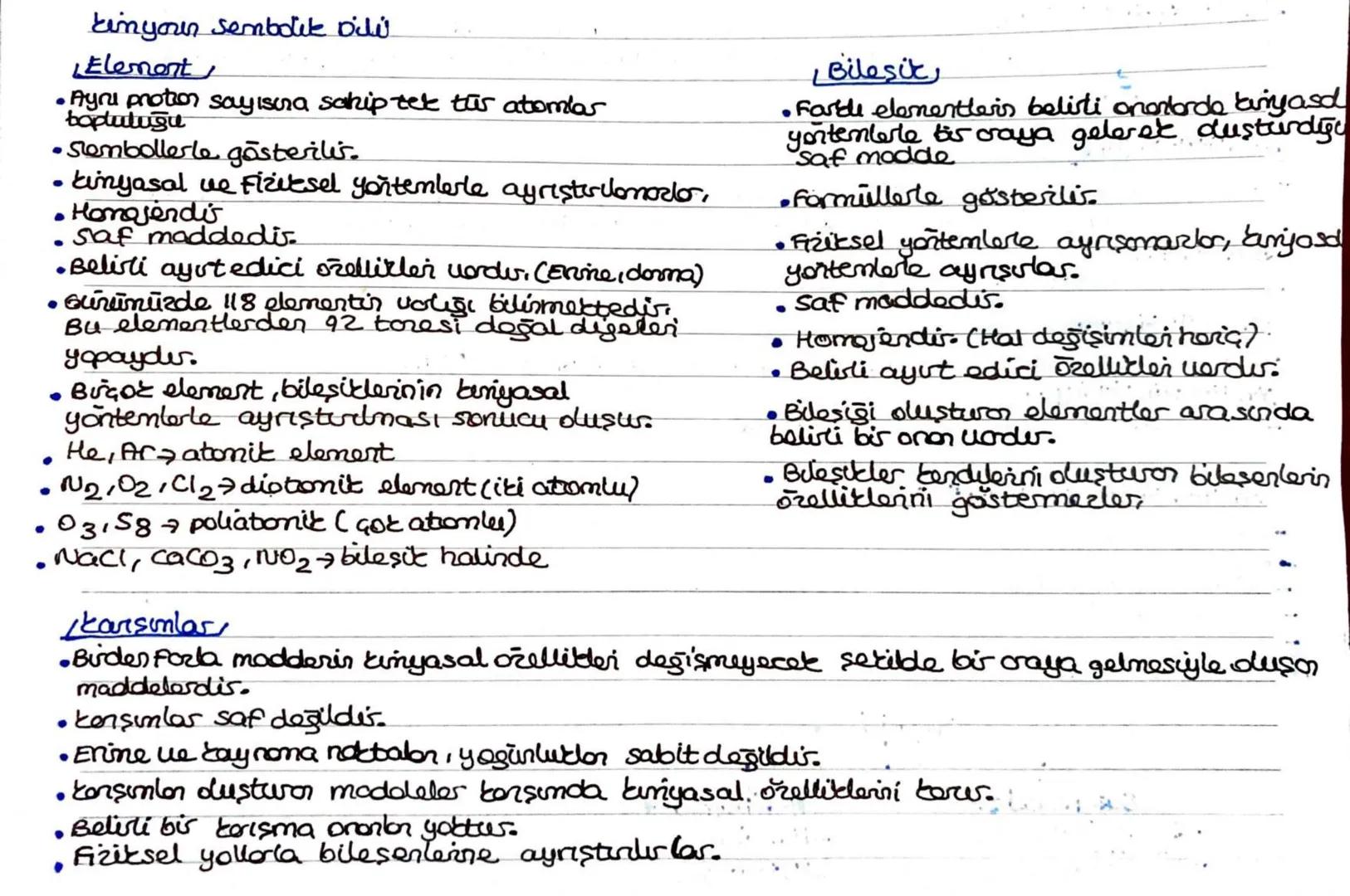 •
•
Ein your sembolik Dili
Element
•Ayni protion sayısına sahip tek tur atomlar
bopluluğu
•Sembollerle gösterilir.
• kimyasal ve fiziksel yö