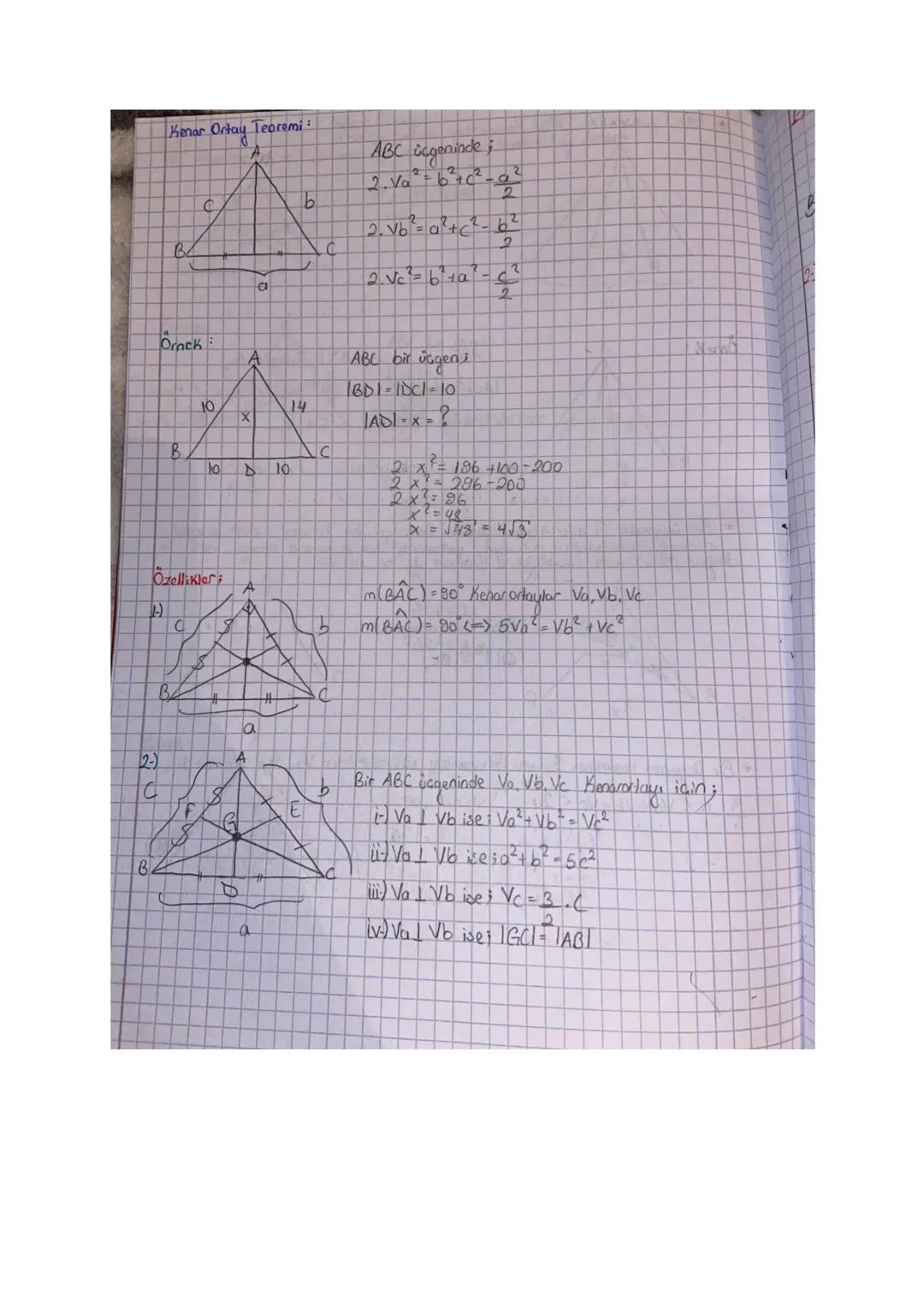 -Kenar Ortay
Kenarları iki esit parçaya bölen uzunlu
f
1x
D
E
24
C
Örnek:
B
34-1
x+3 G
x+3=2x
x=3
Uzunluğa Kenarortay
denir
ABC bir jagen
IG