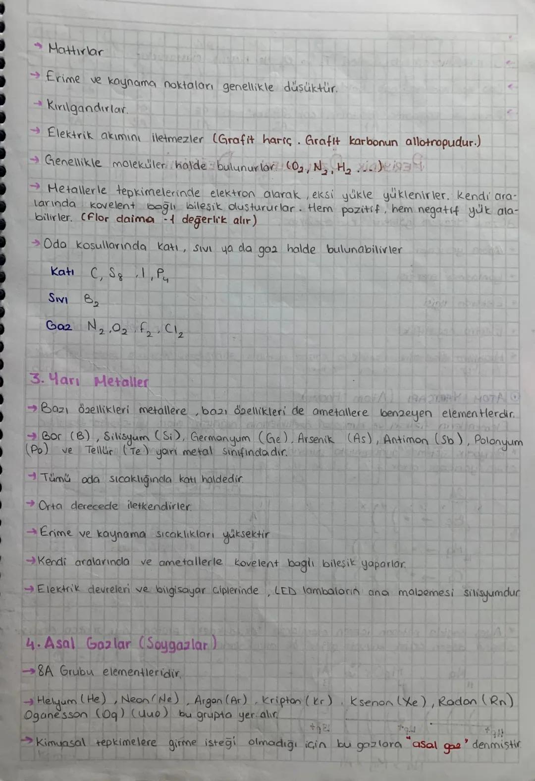 ELEMENTLERİN SINIFLANDIRILMASI
Elementler; metaller, ametaller, yarı metaller ve soygazlar olmak üzere 41
ana sinifa ayrılır.
1. Metaller
Pe