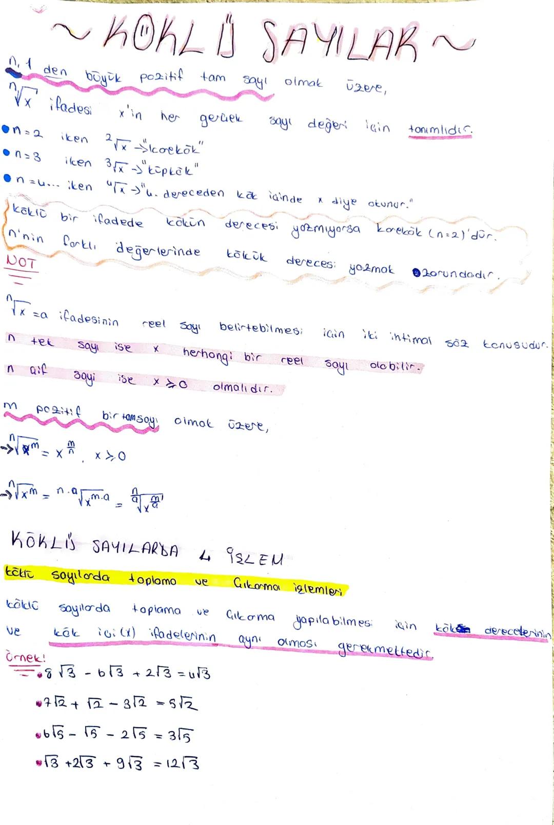~ KOKLIS SAYILAR~
n. 1 den büyük pozitif tam Say! olmak üzere,
$x$ ifadesi $x$'in her gerüek sayı değeri için tanımlıdır.
- n=2 iken $^2\sqr