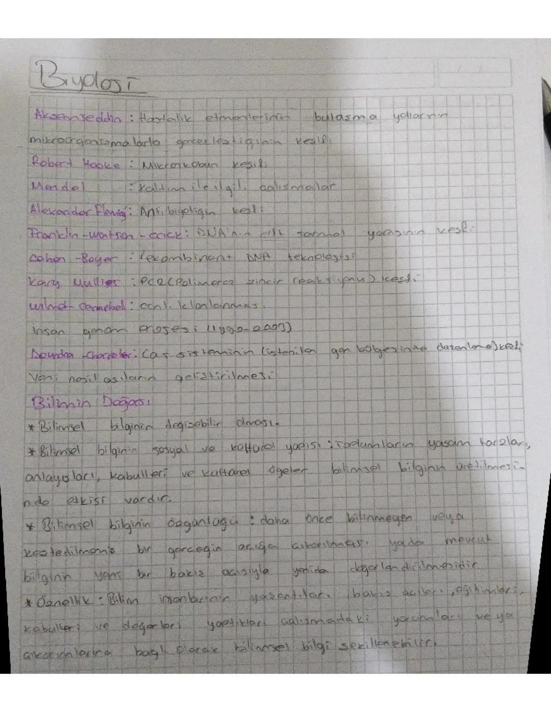 9.sınıf biyoloji 1.ünite el yazımı