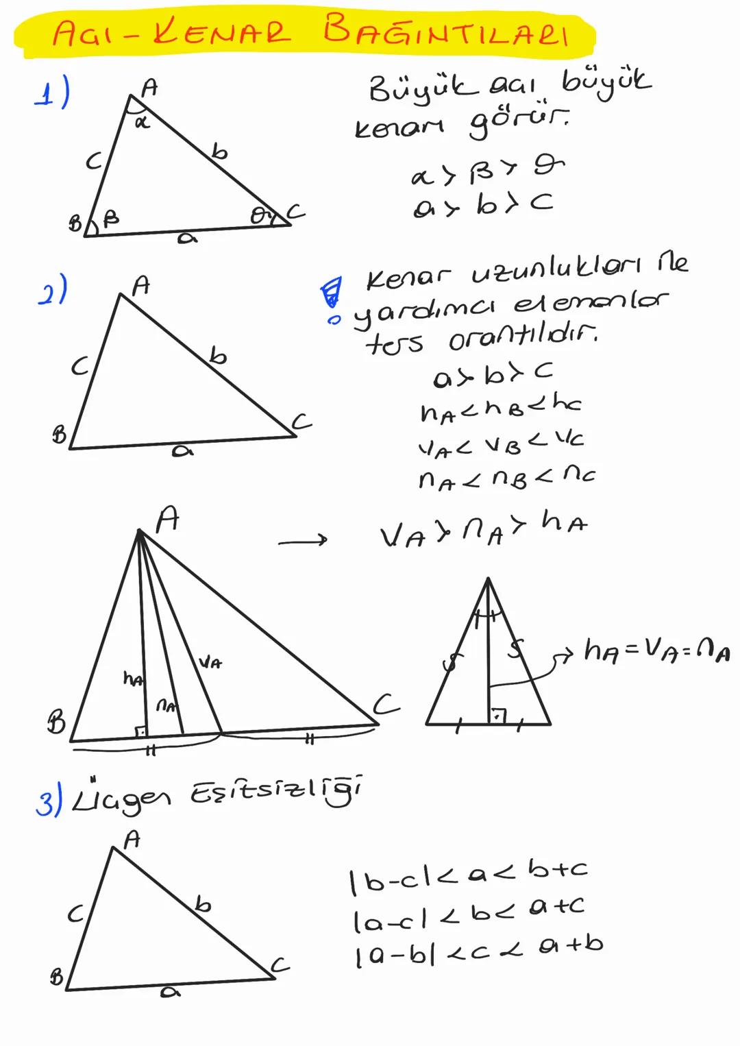 AGI-KENAR BAĞINTILARI
1)
2)
BB
B
A
α
A
0
A
Büyük aai büyük
kenam görür.
a>ß>g
aybyc
Kenar uzunlukları ne
。 yardımcı elemanlar
ters orantılıd
