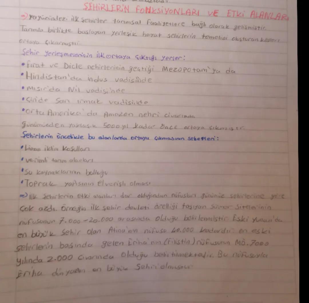 Şehirlerin fonksiyonlari ve etki alanlari