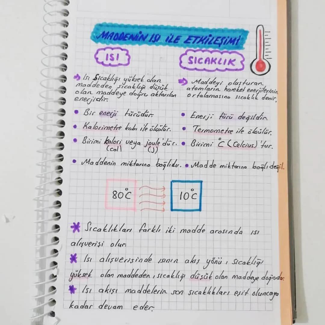 # MADDENİN ISI İLE ETKİLEŞİMİ
ISI
* Isı Sıcaklığı yüksek dan
maddeden sıcaklığı düşük
olan maddeye doğru aktarılan
enerjidir